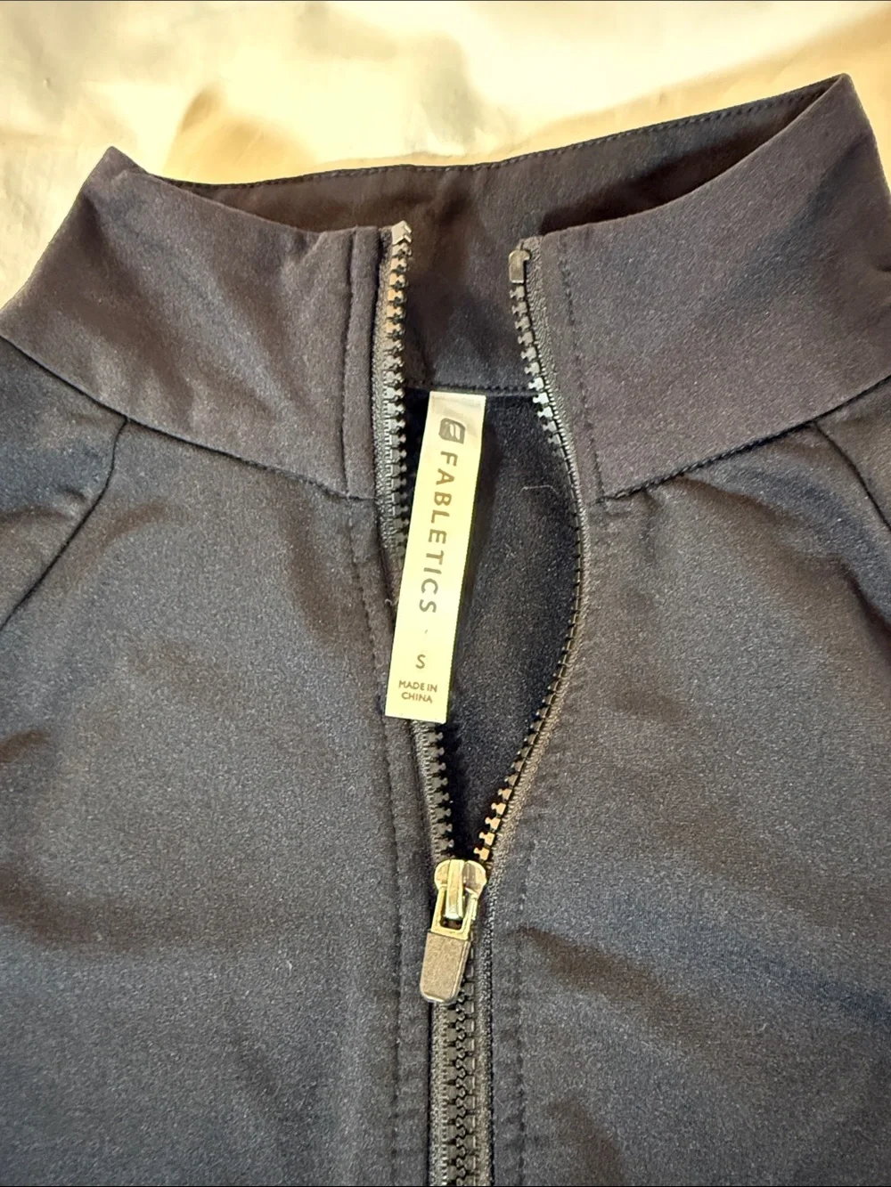 Fabletics Black High-Collar Full Zip Jacket Small